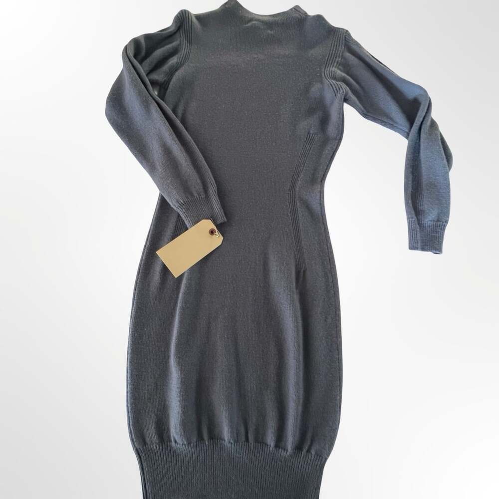 In-Wear Tricot Wool Turtleneck Sweater Dress Size M Gray - Picture 5 of 9